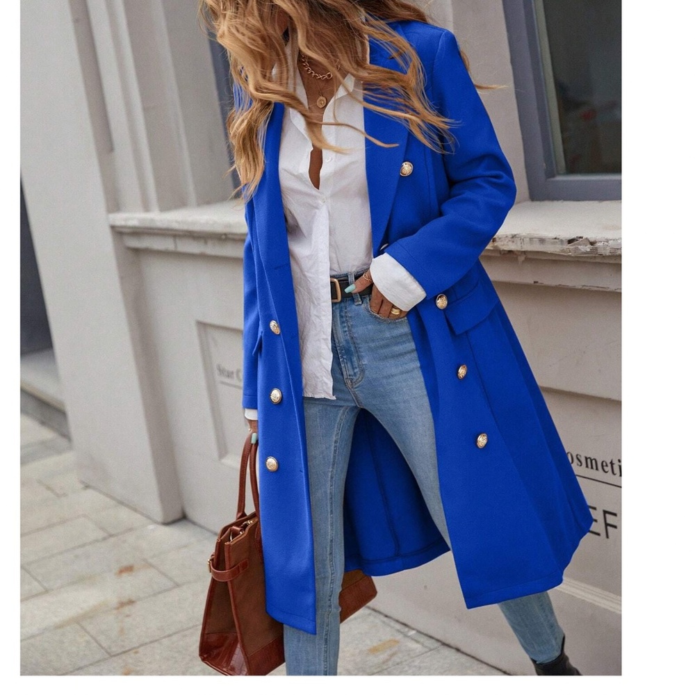 Classic Button up Long Jacket Coat - Picture 6 of 16